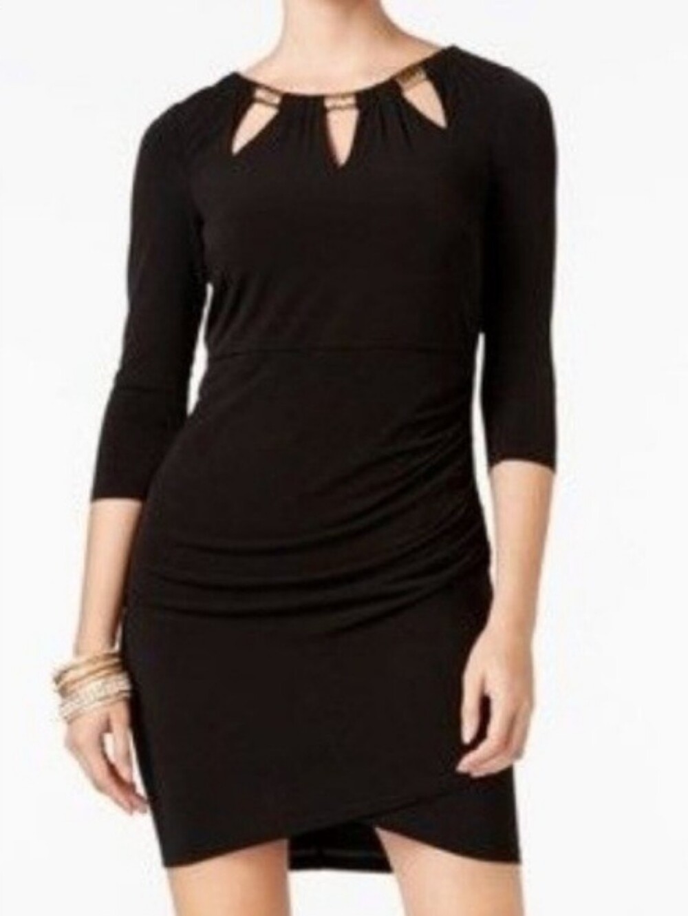 Thalia Sodi Black Cutout Dress with Gold Accent
